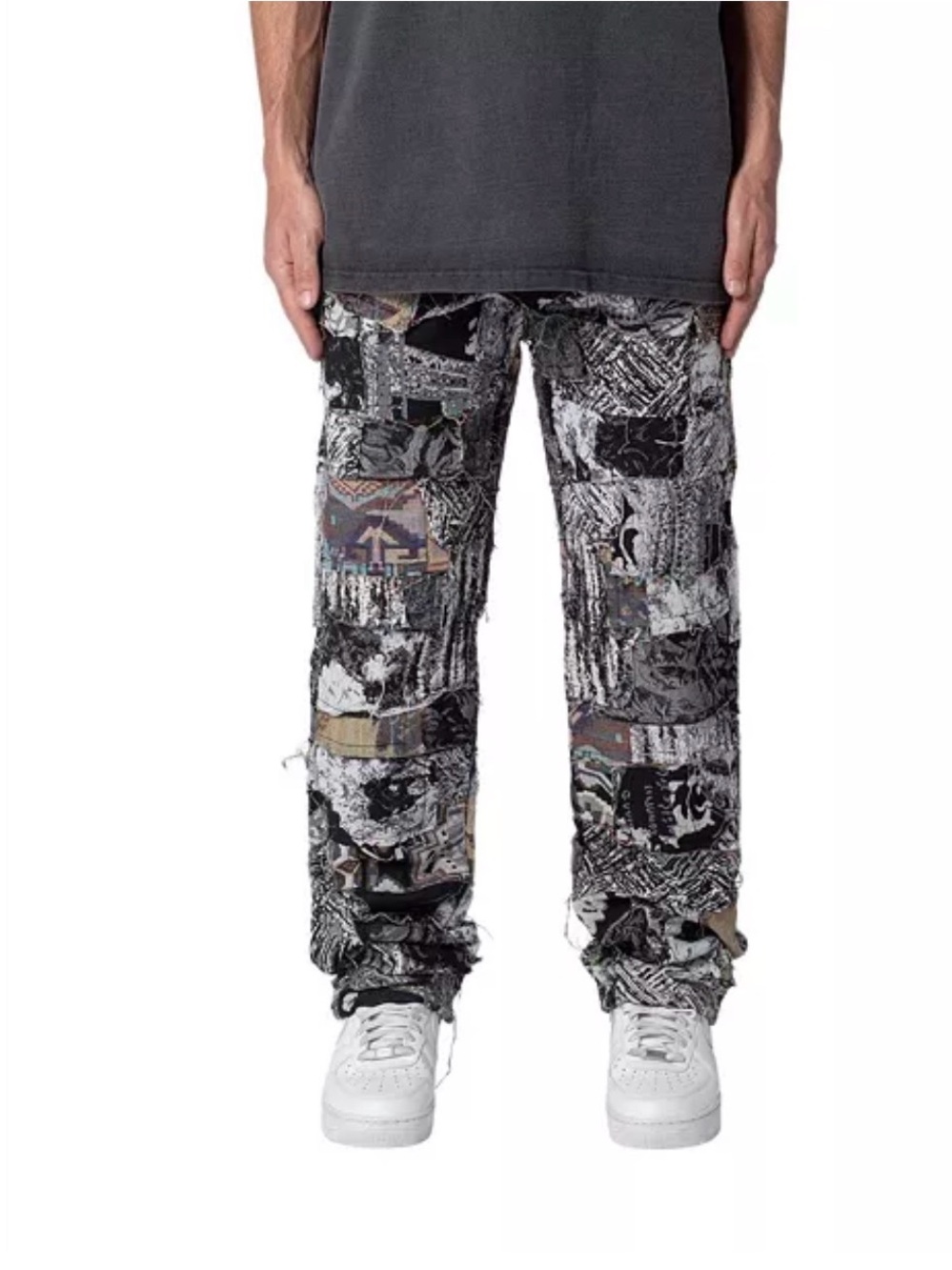 MNML Black & Gray Patchwork Blanket Pants - Size 40